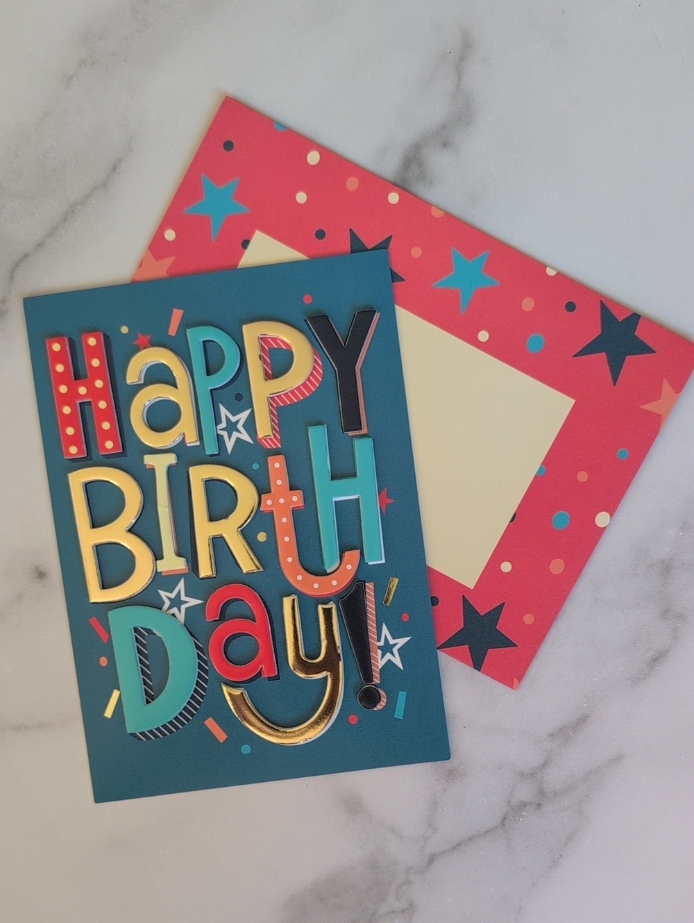 Birthday Greeting Card - Colorful Stars & Typography